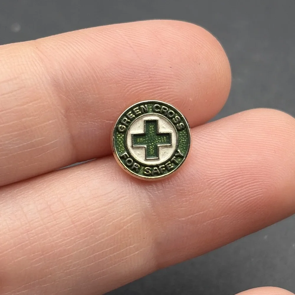 Green Cross For Safety Tiny Lapel Hat‎ Pin